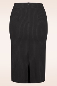 Vintage Chic for Topvintage - Loreen bengaline krijtstreep pencil rok in zwart en wit 2
