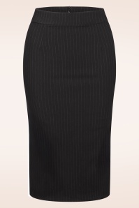 Vintage Chic for Topvintage - Loreen bengaline krijtstreep pencil rok in zwart en wit