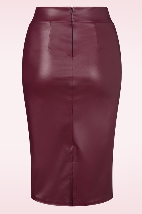 Vintage Chic for Topvintage - Jupe crayon Lena en similicuir bordeaux 2