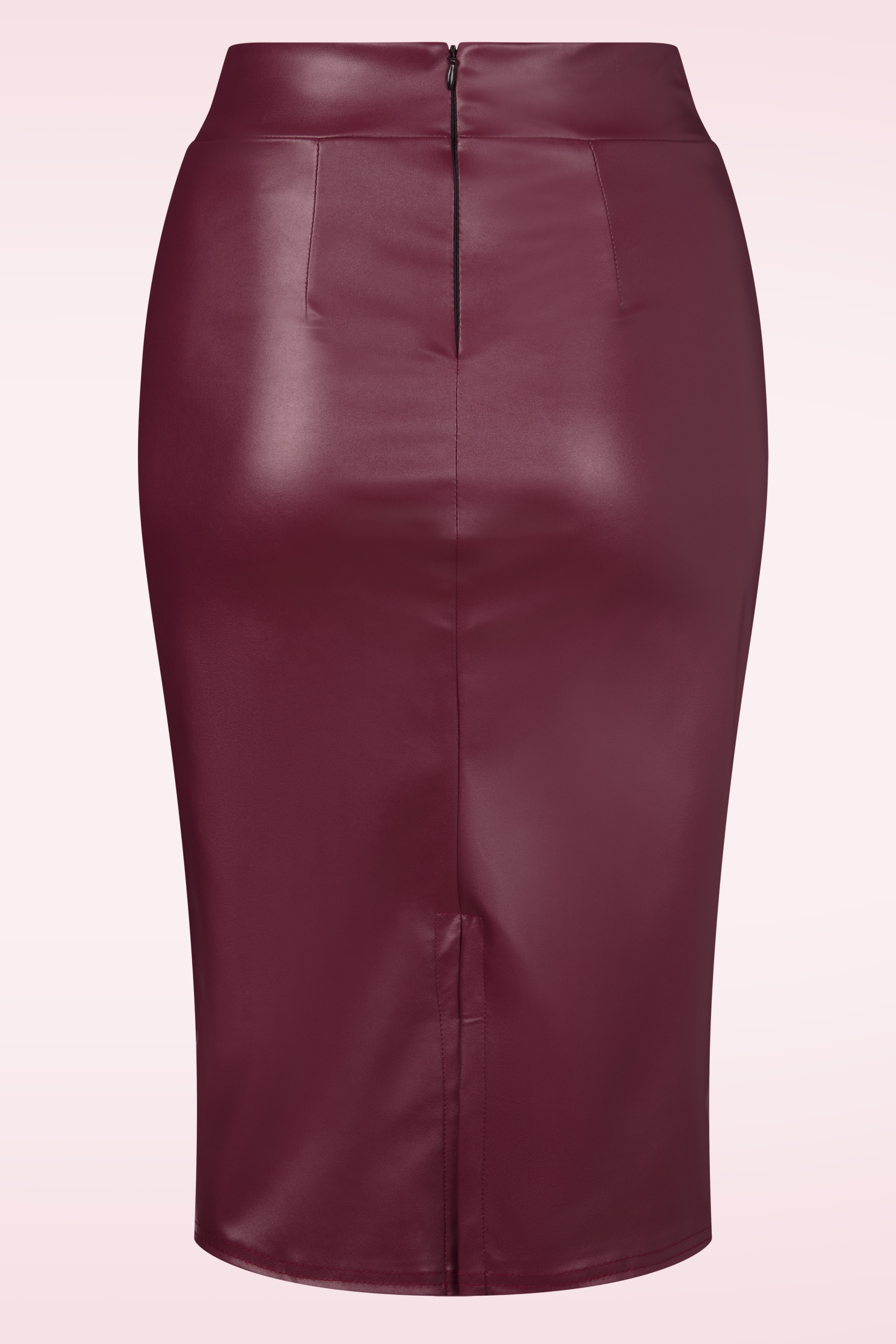 Vintage Chic for Topvintage - Lena lederlook pencil rok in wijnrood 2