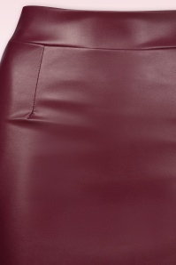 Vintage Chic for Topvintage - Lena lederlook pencil rok in wijnrood 3