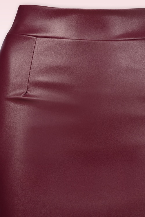Vintage Chic for Topvintage - Lena lederlook pencil rok in wijnrood 3