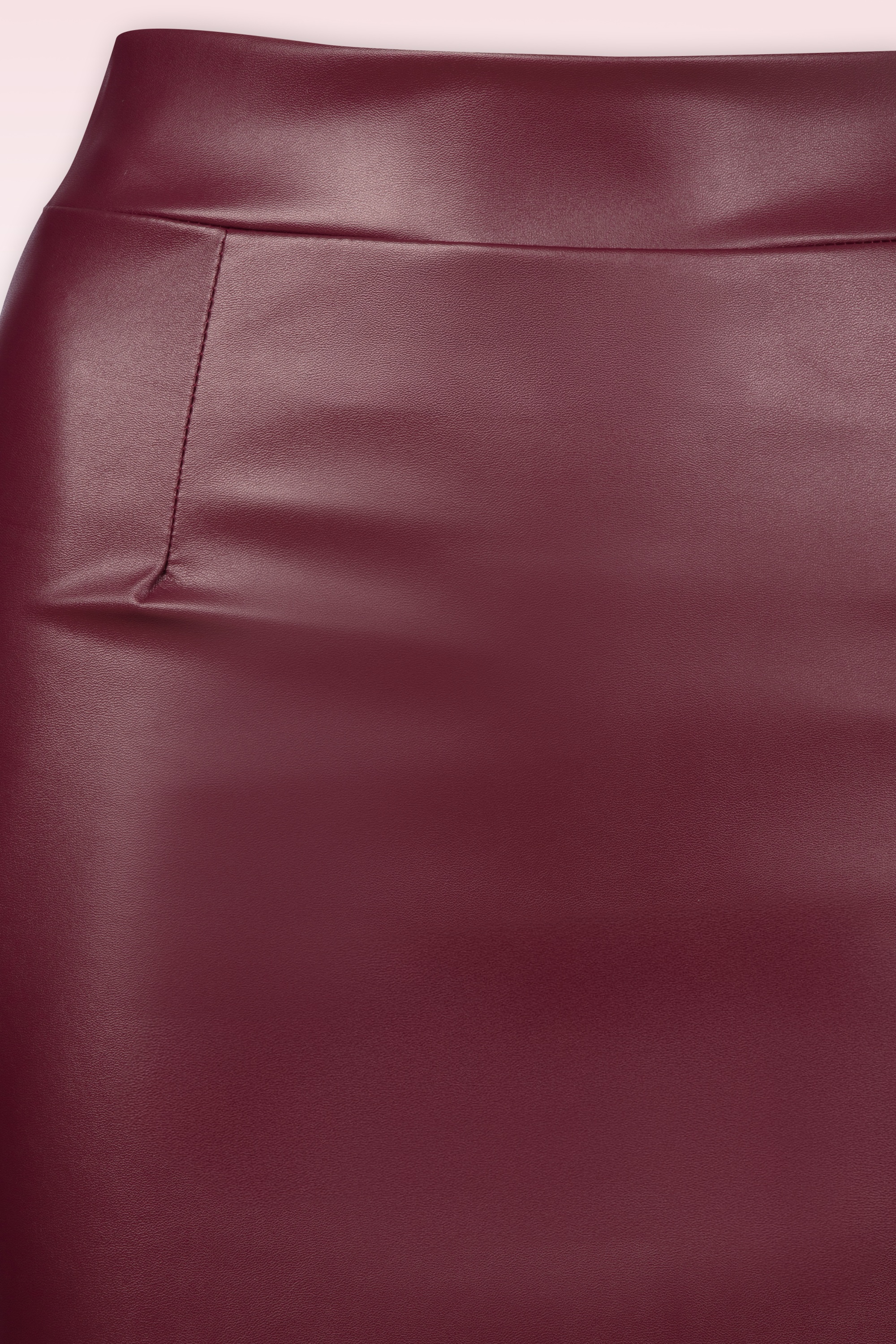 Vintage Chic for Topvintage - Lena lederlook pencil rok in wijnrood 3