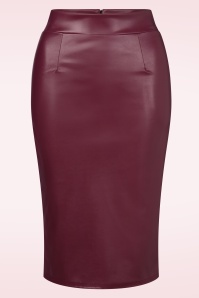 Vintage Chic for Topvintage - Lena lederlook pencil rok in wijnrood