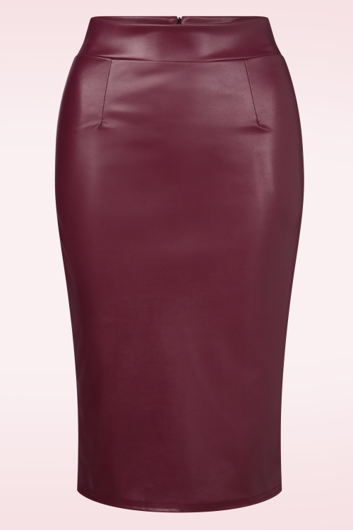 Vintage Chic for Topvintage - Jupe crayon Lena en similicuir bordeaux