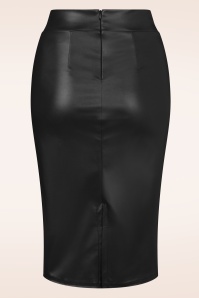 Vintage Chic for Topvintage - Lena Leder Look Bleistiftrock in Schwarz. 2