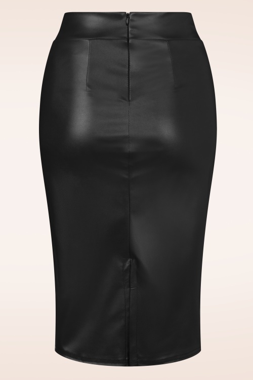 Vintage Chic for Topvintage - Jupe crayon Lena en simili-cuir noir 2