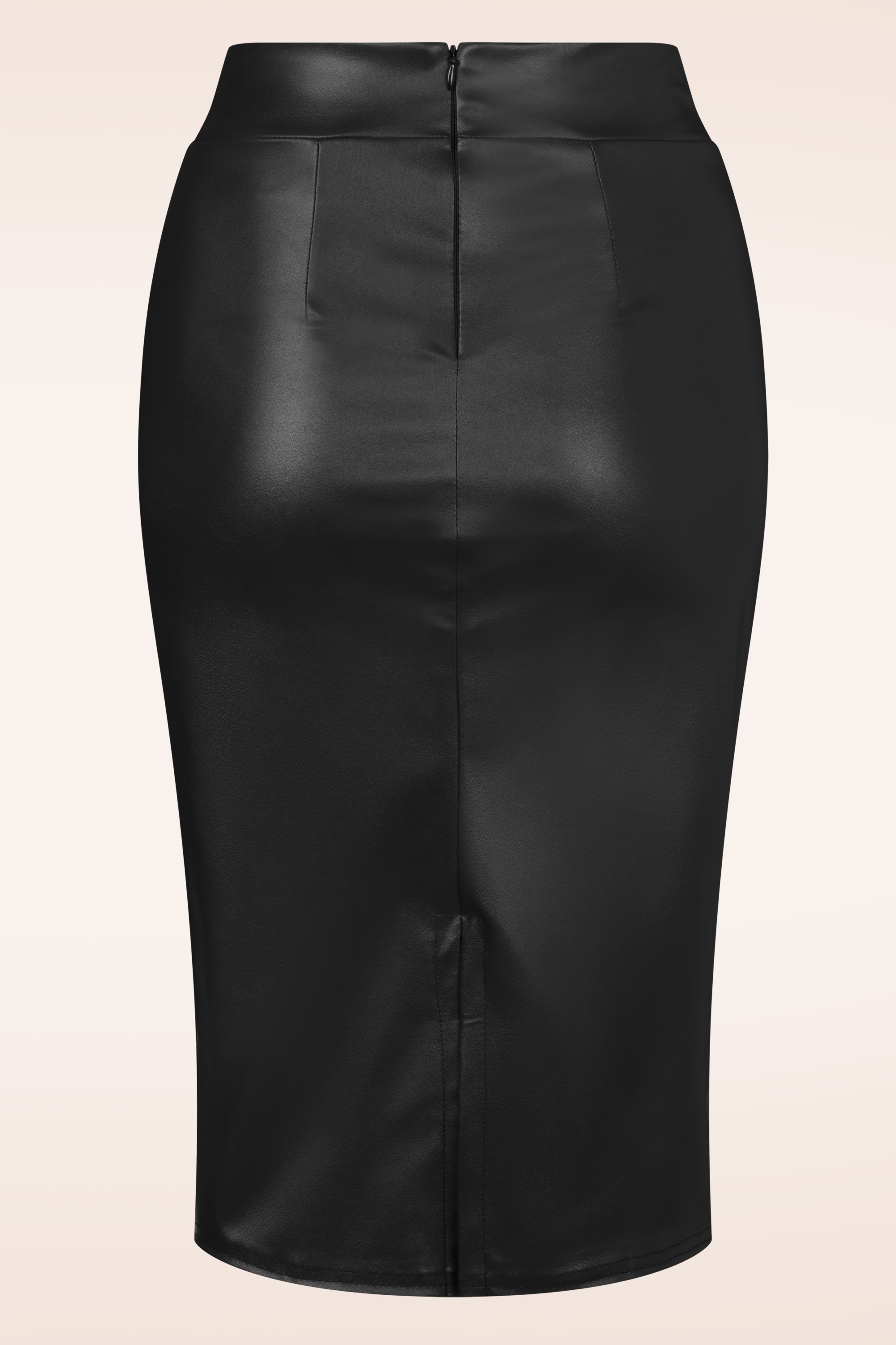 Vintage Chic for Topvintage - Lena Leder Look Bleistiftrock in Schwarz. 2