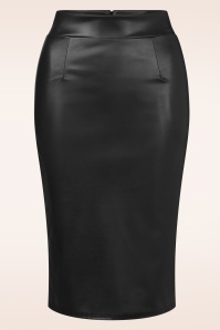 Vintage Chic for Topvintage - Lena Leder Look Bleistiftrock in Schwarz.