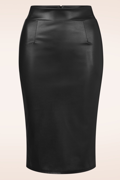 Vintage Chic for Topvintage - Jupe crayon Lena en simili-cuir noir