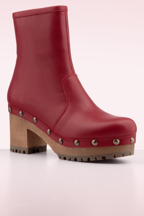 Grünbein - Bella Clog Booties in Rubinrot 2