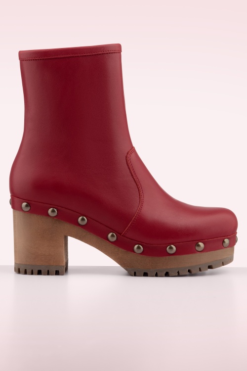 Grünbein - Bella Clog Booties in Rubinrot