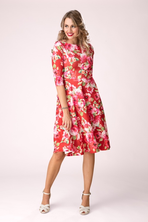 Vintage Chic for Topvintage - Nina Herbst Rose Swingkleid in Rot.