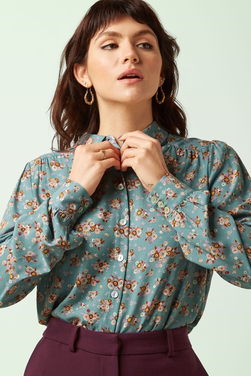 King Louie - Carina Revel blouse in zilverblauw 