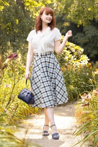 Banned Retro - Sea Blue geruite rok in marineblauw