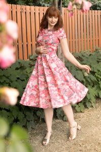 Topvintage Boutique Collection - Adriana Floral Swingkleid in Pink 4