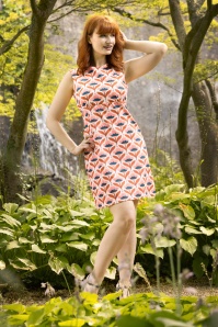 Vintage Chic for Topvintage - Betty Floral jurk in wit en perzik