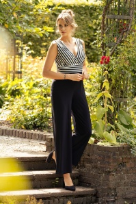 Vintage Chic for Topvintage - Topvintage exclusive ~ Elsie stripes jumpsuit in zwart en wit