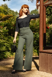 Vintage Chic for Topvintage - Sasha Pinstripe Trousers in Olive