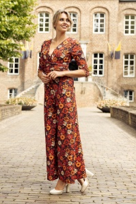 Vintage Chic for Topvintage - Topvintage exclusive ~ Savannah Floral jumpsuit in donkeroranje
