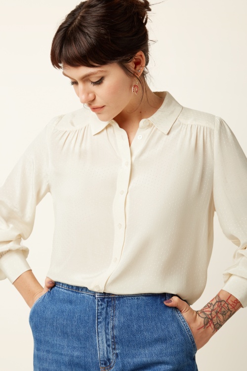 King Louie - Carina Sista Bluse in Elfenbein