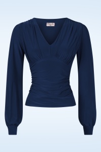 Vintage Chic for Topvintage - Abigail top met lange mouwen in marineblauw