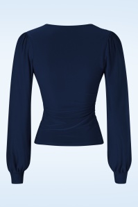 Vintage Chic for Topvintage - Abigail top met lange mouwen in marineblauw 3