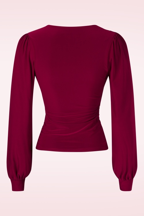 Vintage Chic for Topvintage - Abigail Long Sleeve Top in Wine 3