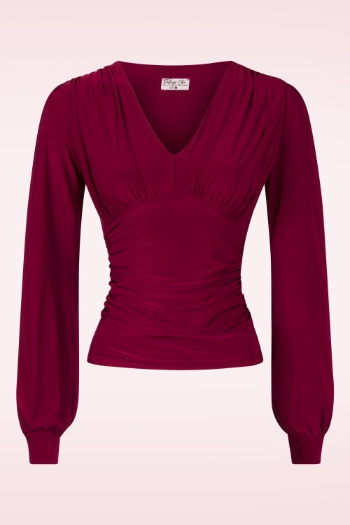 Vintage Chic for Topvintage - Haut à manches longues Abigail en bordeaux