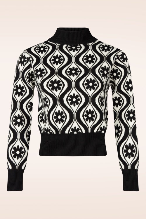 Circus - Flower Knitted Sweater in Black and White