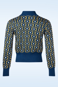 Circus - Eye gebreide trui in navy en mosterdgeel 3