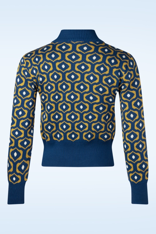 Circus - Eye gebreide trui in navy en mosterdgeel 3