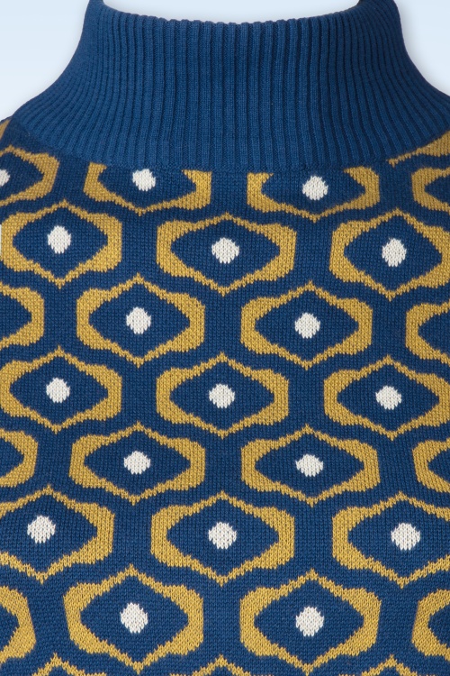 Circus - Eye Knitted Sweater in Navy and Mustard 2