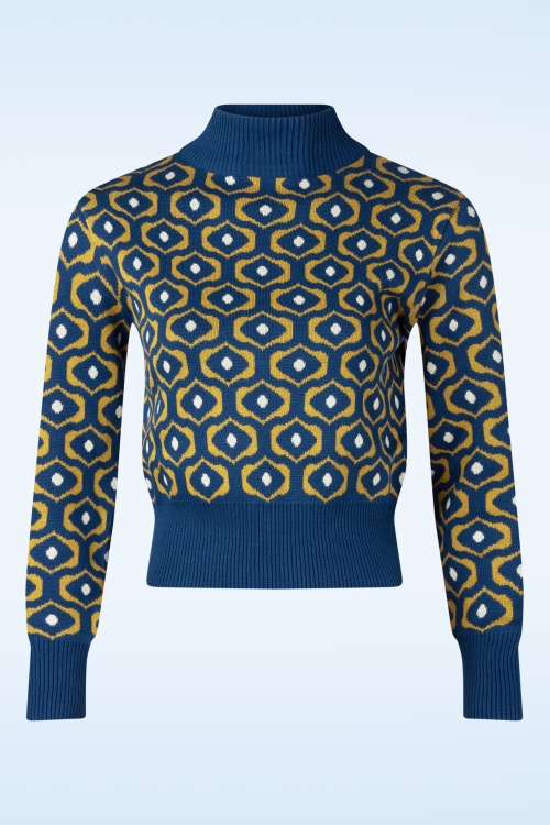 Circus - Eye Knitted Sweater in Navy and Mustard