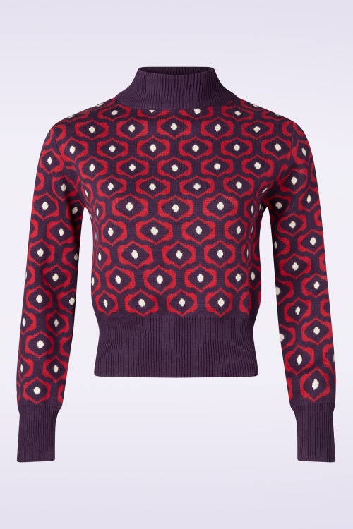 Circus - Eye Knitted Sweater in Purple and Red