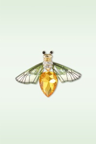 Day&Eve by Go Dutch Label - Sparkly Beetle Brooch in Green