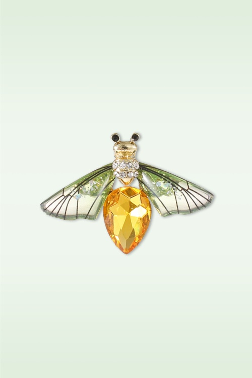 Day&Eve by Go Dutch Label - Sparkly Beetle Brooch in Green