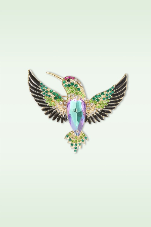 Day&Eve by Go Dutch Label - Funkelnde Kolibri-Brosche in Multi
