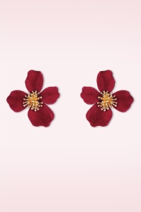 Day&Eve by Go Dutch Label - Velvet Flower Stud Ohrringe in Dunkelrot 2