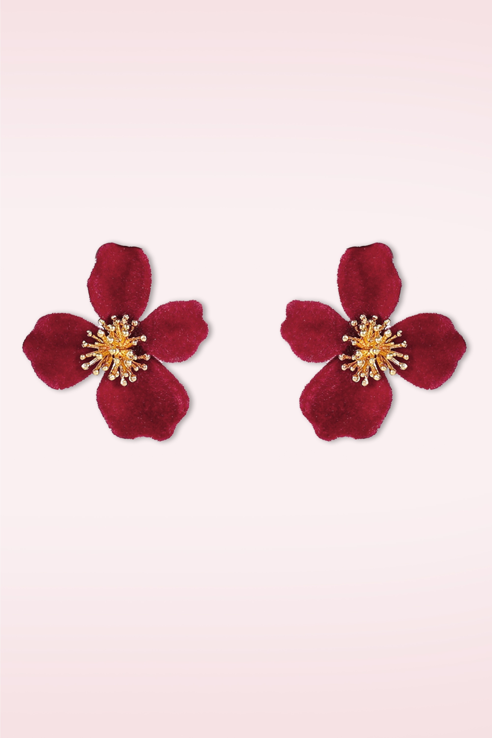 Day&Eve by Go Dutch Label - Velvet Flower Stud Ohrringe in Dunkelrot 2