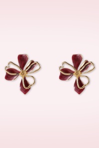Day&Eve by Go Dutch Label - Flower Stud Ohrringe in Gold und Dunkelrot 2