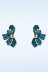 Day&Eve by Go Dutch Label - Flower Stud Ohrringe in Gold und Blau 2