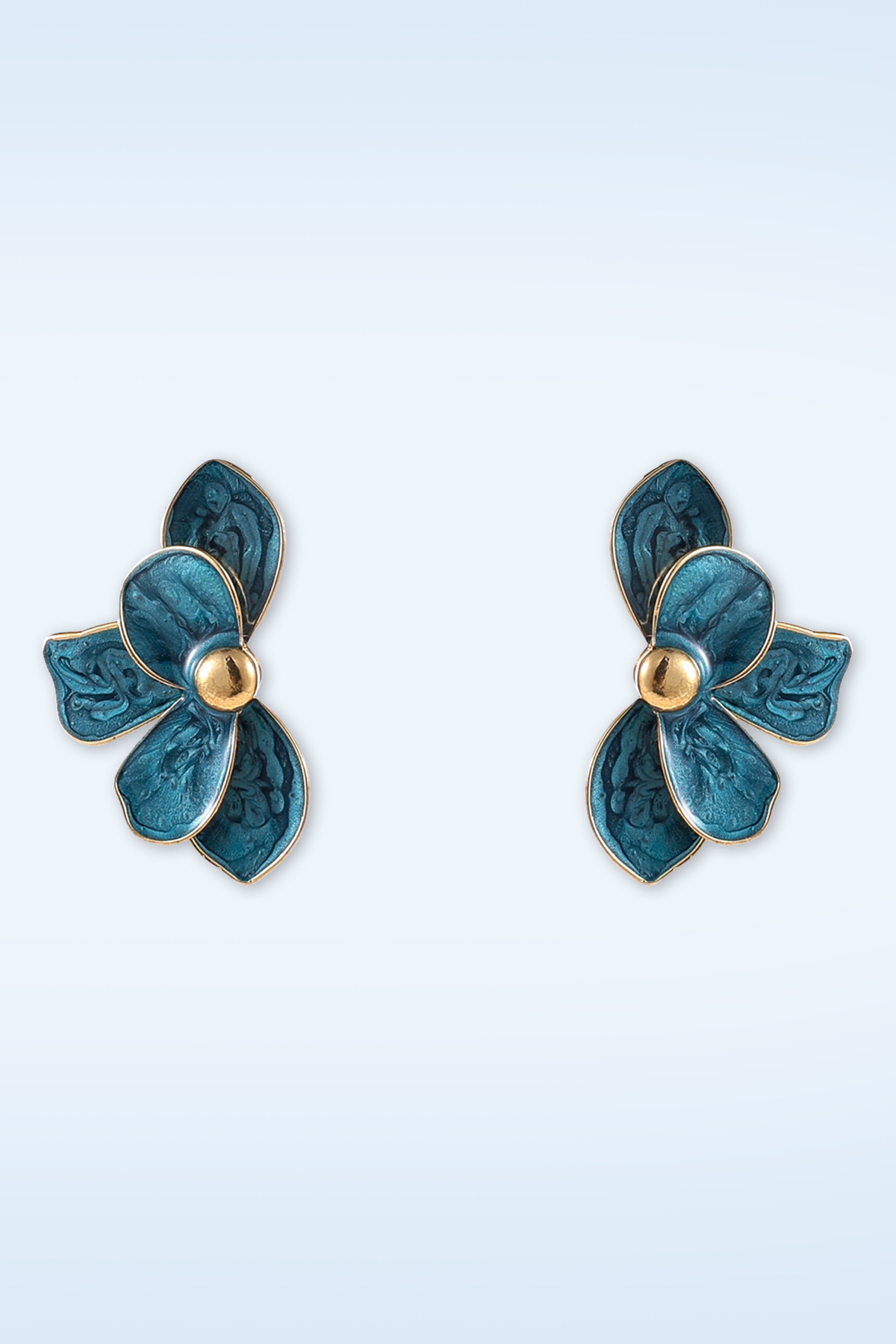 Day&Eve by Go Dutch Label - Flower Stud Ohrringe in Gold und Blau 2