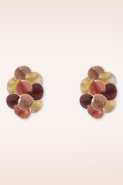 Day&Eve by Go Dutch Label - Lovely Petals Stud Ohrringe in Gold und Braun 2