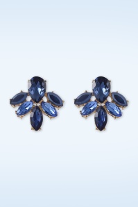 Day&Eve by Go Dutch Label - Stone Stud Flower oorbellen in goud en blauw 2