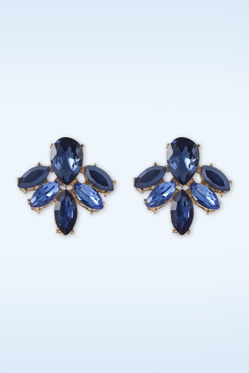 Day&Eve by Go Dutch Label - Stone Stud Flower Ohrringe in Gold und Blau 2