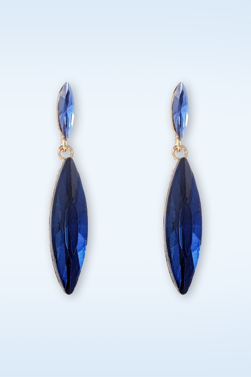Day&Eve by Go Dutch Label - Schwebende Stone Ohrringe in Gold und Blau. 2