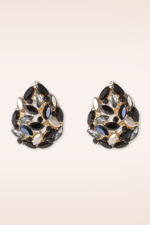Day&Eve by Go Dutch Label - Blättrige Drop Stud Ohrringe in Gold und Schwarz 2
