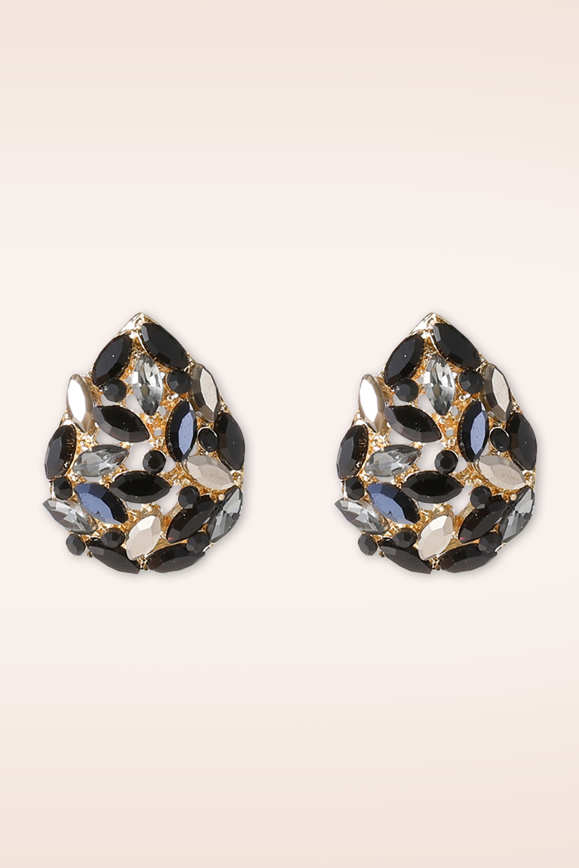 Day&Eve by Go Dutch Label - Leafy Drop Stud oorbellen in goud en zwart 2