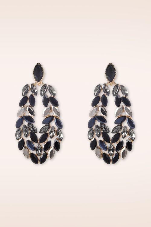 Day&Eve by Go Dutch Label - Blättriger Dangle Stud Ohrringe in Gold und Schwarz 2